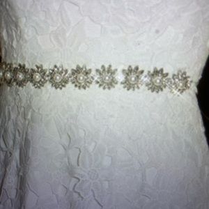 Pearl and Marquise-cut Crystal Floral Burst Bridal Sash
